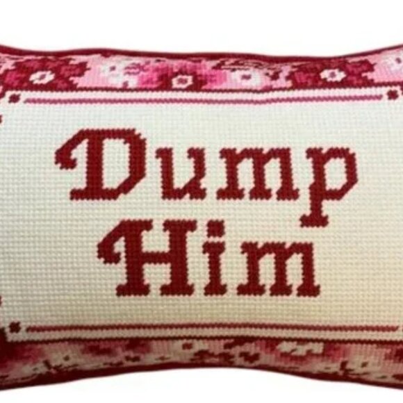 Bouffants And Broken Hearts Products for Sale up to 90% Off  Kendra Dandy~Bouffants & Broken Hearts “Dump Him” Needlepoint Pillow NWT